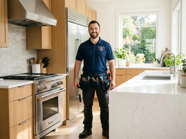 Appliance Repair Hero technician in a Arverne, NY kitchen after an appliance repair